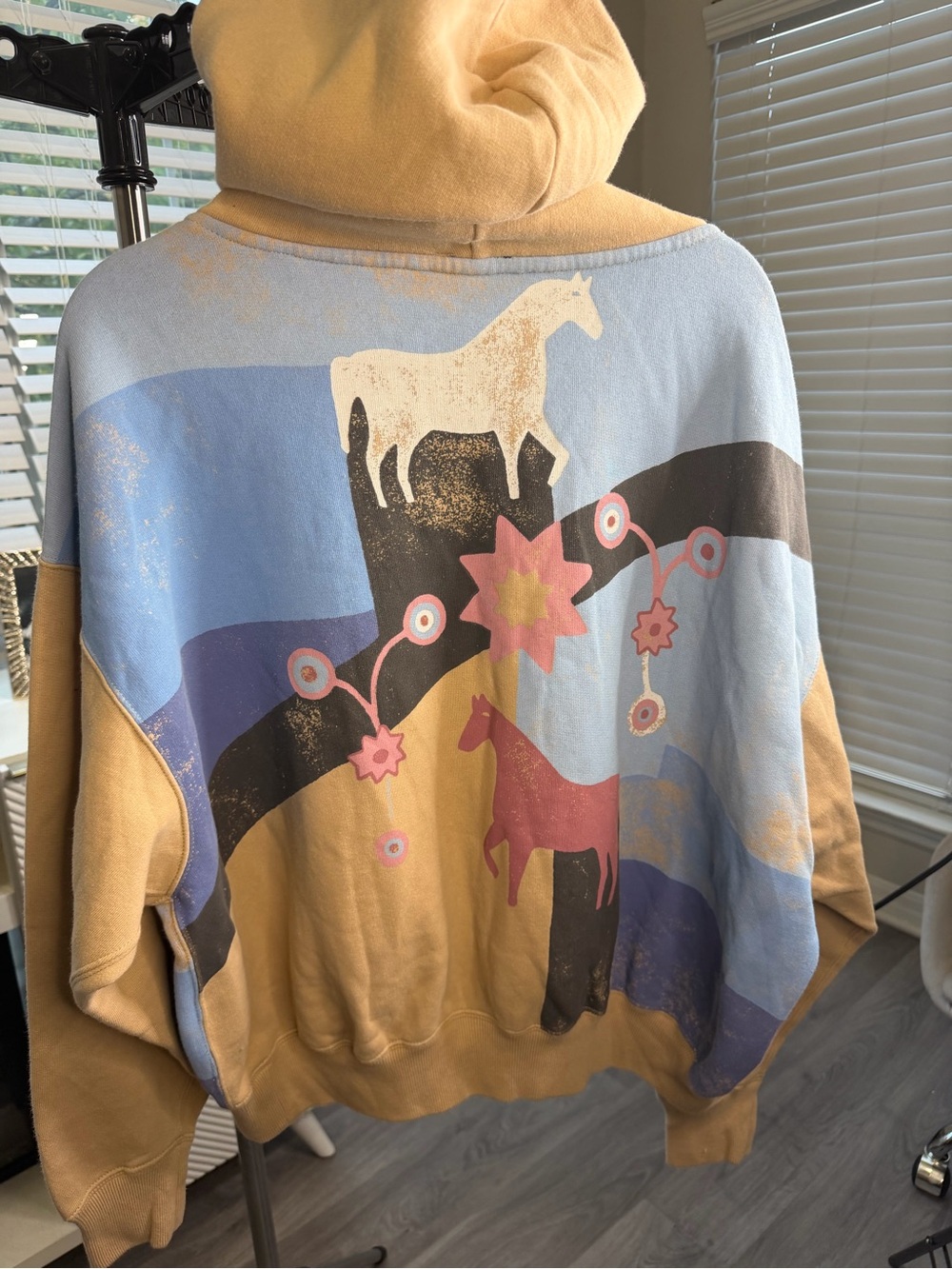 Polo by Ralph Lauren Beige & Light Blue Graphic Hoodie Sweater - Picture 3 of 3